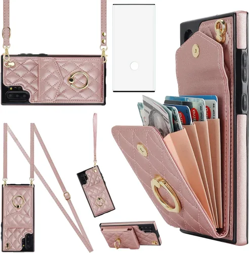 Asuwish Funda de teléfono para Samsung Galaxy Note 10 Plus Note10+ 5G, funda tipo cartera con protector de pantalla y anillo cruzado con bloqueo