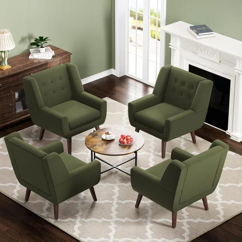 Miniatura 25 de HUIMO Silla de Acento para Sala de Estar, Sillón Tapizado con Botones Capitoné, Sillas de Sofá de Tela de Lino para Dormitorio, Sala de Estar, Silla