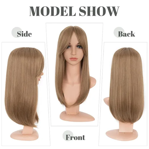 Miniatura 5 de MY-LADY Toppers para mujer con cabello fino de 14 pulgadas, 6 x 6 pulgadas, con base de encaje y flequillo lateral con clip en extensiones
