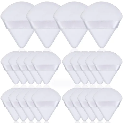 Thrilez 20 piezas Borla de Polvo Triangular, Borlas de Polvo Suelto Borlas de Maquillaje para Polvo Facial, Borla de Polvo Fijador para Maquillaje,
