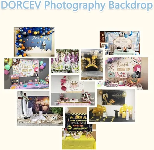 Miniatura 6 de Diámetro 7.5 pies - Cubierta redonda para telón de fondo para baby shower, lindo pato amarillo para tomar baño, fondo de fotografía para niños