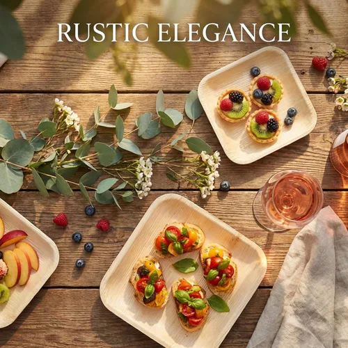 Miniatura 8 de Platos cuadrados de bambú desechables de 6 pulgadas, paquete de 50 unidades, platos biodegradables de postre de hoja de palma para aperitivos