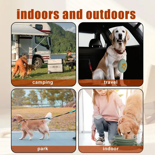Miniatura 7 de Cuencos plegables para perros, tazón de silicona 2 en 1 para comida y agua para mascotas con mosquetón, plato portátil de doble compartimento