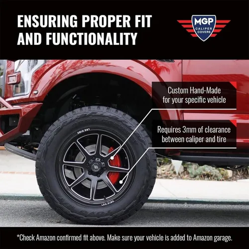 Miniatura 7 de MGP Caliper Covers - Cubiertas de pinza de freno 2012-2020 Ford F-150 (freno de estacionamiento mecánico) Set delantero y trasero - Logotipo F-150