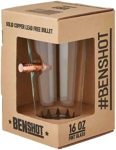 Miniatura 2 de BenShot Vaso de pinta de la bandera de EE. UU. con bala real de 0.50 BMG - 16 onzas Fabricado en EE. UU