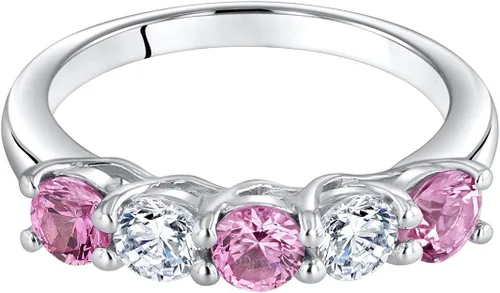 Miniatura 3 de Peora 925 Sterling Silver Five-Stone Trellis Ring Band for Women in Various Gemstones, 3.5mm Width, Sizes 5 to 9