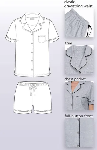 Miniatura 6 de PajamaGram Pijama para mujer - Conjunto de pijama corto para mujer 100 algodón Multi colorido