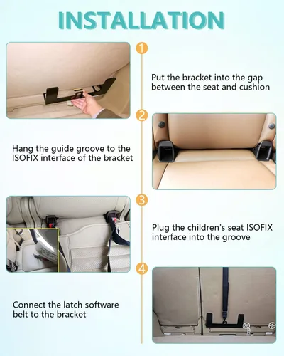 Miniatura 5 de Kit de Anclaje de Pestillo para Asiento Infantil de Coche, Correa de Seguridad para Asiento de Coche, Adaptador de Pestillo ISOFIX de Acero para Kit