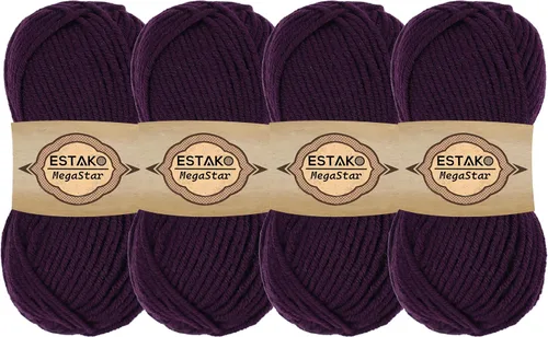 Miniatura 31 de Estako Megastar, 3.52 Oz (100g) de hilo de acrílico 75% y lana 25%, suave, peso grueso voluminoso #5 para crochet y tejer 120 yardas (110m)