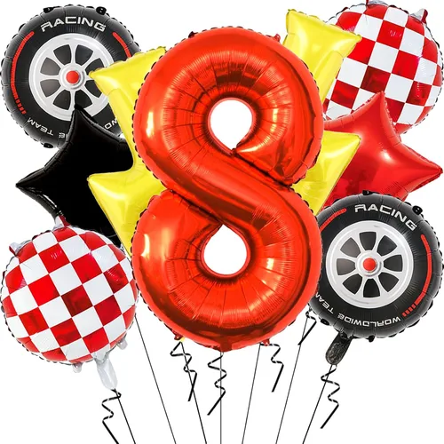 Miniatura 16 de 6 globos de carreras para decoración de fiesta de cumpleaños, globos de semáforo de 32 pulgadas para suministros de fiesta de cumpleaños