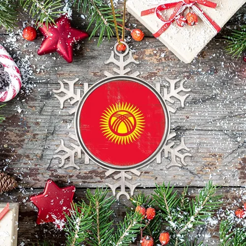 Miniatura 7 de Bandera de Kirguistán, adornos de Navidad para niños, bandera nacional, silueta de Kirguistán, decoraciones de Navidad, adornos de árbol de Navidad