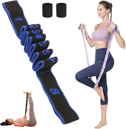 Miniatura 10 de Banda de resistencia para fitness, banda de resistencia numerada para estiramiento y yoga, equipo de entrenamiento de cuerpo completo para gimnasio