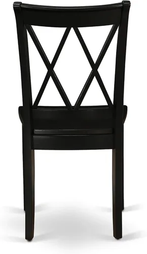 Miniatura 8 de East West Furniture CLC-BLK-W Clarksville - Sillas de comedor de madera con respaldo cruzado doble, juego de 2, color negro
