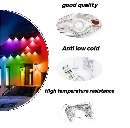 Miniatura 2 de Luces RGB Permanentes para Exteriores, Luces LED Inteligentes Impermeables para Aleros con Control de Aplicación/Remoto, Impermeables IP67 para DIY