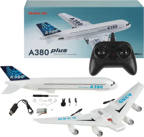 Miniatura 8 de Avión RC, avión de control remoto listo para volar, avión RC de 2 canales, Airbus A380, avión de control remoto para niños, adultos, principiantes