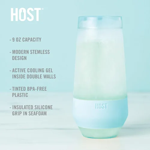 Miniatura 7 de HOST Champagne Freeze - Vasos de vino sin tallo de doble pared, vasos de enfriamiento para congelador con gel de enfriamiento activo y agarre