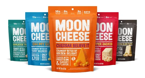 Moon Cheese Paquete de bocados, cheddar, cheddar blanco, parm, gouda & Get Pepper Jacked, 2 onzas, paquete de 5, almuerzo o merienda