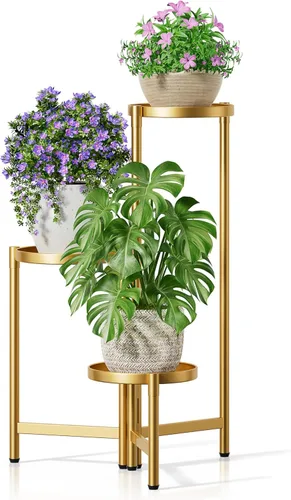 Miniatura 22 de Soporte escalonado para plantas al aire libre de 3 niveles para interiores, estante de flores de metal para múltiples plantas, soportes altos