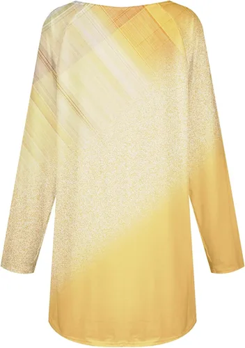 Miniatura 2 de GIANTHONG Women's Long Sleeve High Low Long Tunic Tops Round Neck Tops Pullover Loose Fit Gradient Printing Shirts for Work