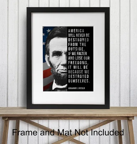 Miniatura 3 de Abe Lincoln - Póster de Abraham Lincoln, 8 x 10 pulgadas, decoración de pared de bandera estadounidense, decoración patriótica de pared, arte