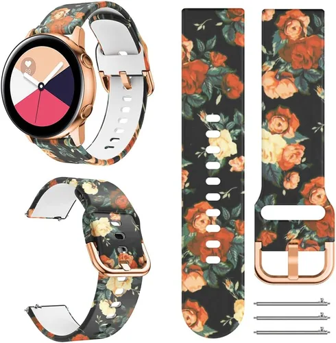 Miniatura 13 de Correas florales compatibles con Samsung Active 2, Watch Band de 1.575 pulgadas/1.732 pulgadas, Active Watch Band 1.575 pulgadas, correa de silicona