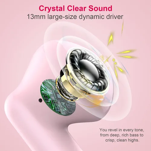 Miniatura 3 de Auriculares inalámbricos, auriculares Bluetooth 5.4 con graves estéreo, auriculares Bluetooth en el oído con cancelación de ruido y micrófono