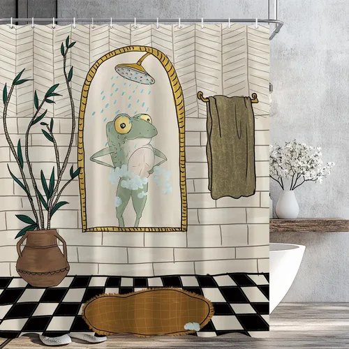Miniatura 12 de Juego de cortina de ducha divertida y linda con diseño de perezoso de yoga para el baño 60 pulgadas de ancho x 72 pulgadas de alto, cortina de ducha
