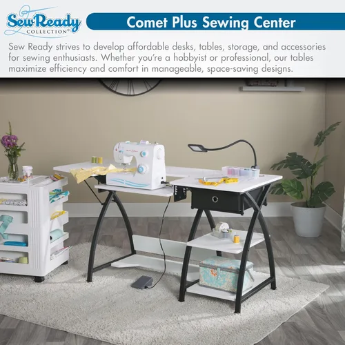 Miniatura 8 de Sew Ready Comet Plus - Mesa de costura artesanal, 56.75 x 23.5 pulgadas, tamaño total de plataforma con rejilla de corte de tela precisa y cajón