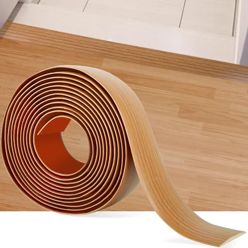 Miniatura 14 de Tira de transición de suelo de 5 pies, autoadhesiva, cubierta de vinilo, tira de transición divisora plana, diseño de grano de madera para huecos