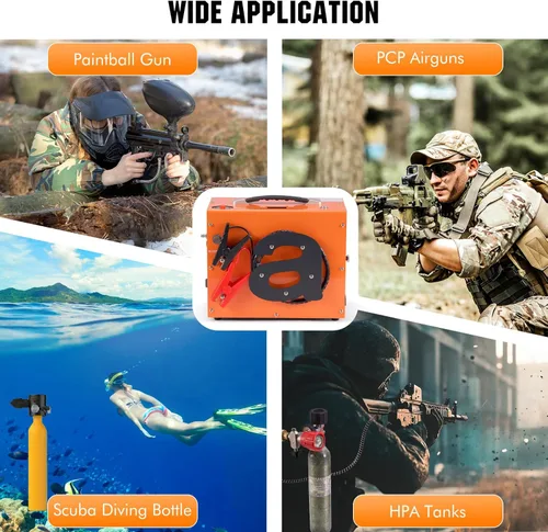 Miniatura 7 de Compresor de aire PCP con apagado Atuo, portátil 4500Psi/30Mpa, sin agua/aceite, arranque de un botón, disco de estallido, compresor de pistola