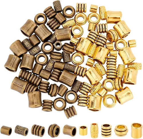 Miniatura 11 de NBEADS 180 cuentas africanas y europeas de 12 estilos, estilo tibetano, estilo tibetano, cuentas para barba y rastas, para trenzar el cabello