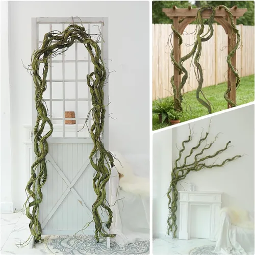 Miniatura 6 de Ramas de árbol verdes grandes y flexibles de 118 pulgadas para colgar en la pared, enredaderas de uva para manualidades, guirnalda vegetal, plantas
