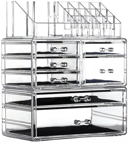 Miniatura 12 de Cq acrylic Organizador de Maquillaje Transparente para Encimera, Pequeño de 4 Cajones para Almacenamiento de Cosméticos, Lindos Organizadores