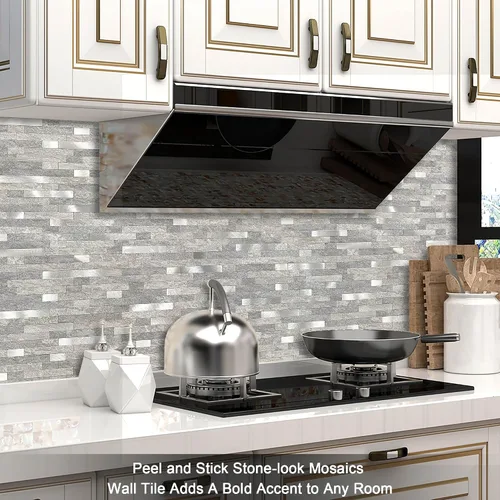 Miniatura 5 de BeNice Azulejos de cocina para despegar y pegar, azulejos autoadhesivos de mosaico para paneles de pared de baño, impermeables