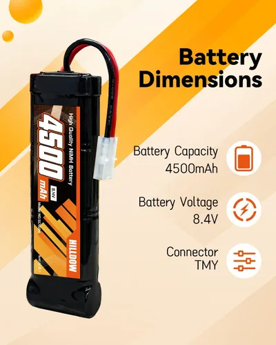 Miniatura 2 de Hilldow 8.4V NiMH Battery 4500mAh High Power Battery with TMY Connector for RC Car RC Truck Racing Hobby