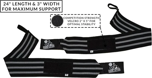 Miniatura 3 de Nordic Lifting Wrist Wraps Super Heavy Duty (1 Pair/2 Wraps) 24" Support for Weight Lifting Powerlifting Gym Cross Training- Weightlifting