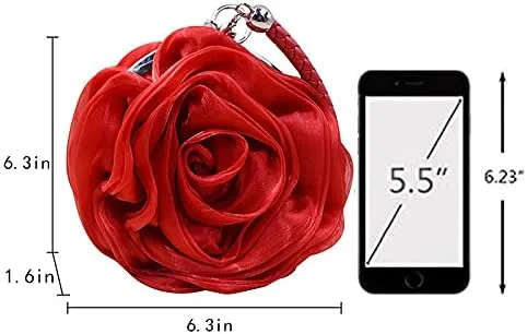 Miniatura 2 de Buddy - Bolso de mano de satén suave para mujer, con forma de rosa, para boda, fiesta