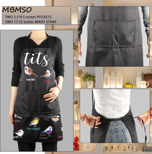 Miniatura 3 de MBMSO Delantal de tetas con bolsillos, delantal de cocina para observación de aves para amantes de las aves Tetas Pájaro Delantal-b