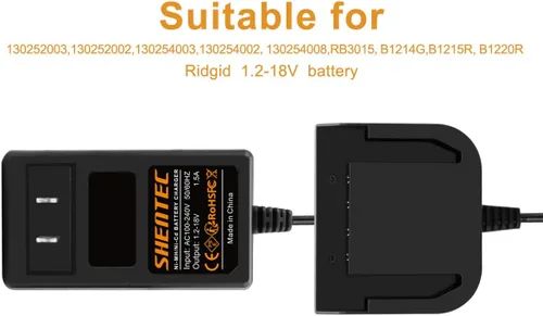 Miniatura 3 de Shentec Cargador de batería multivolt Ni-Cd/Ni-NH de 1.2-18V compatible con 12V 14.4V Ridgid 130252003 130252002 130254003 130254002 130254008