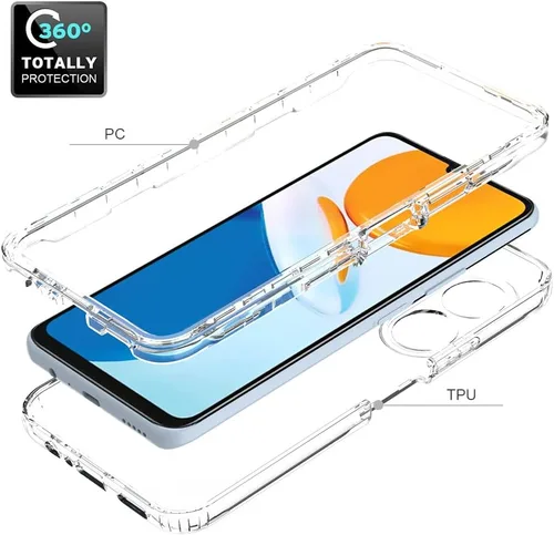 Miniatura 2 de Compatible con Honor X7, delgada TPU+PC híbrida a prueba de golpes transparente cubierta trasera cubierta de cuerpo completo transparente delgada