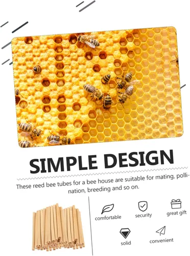 Miniatura 6 de BESPORTBLE 50 unids Natural Bee Tubes para abejas al aire libre Colmena Tubos de reemplazo Insertos Cría Insectos Hoteles