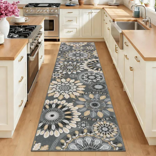 Miniatura 12 de Bsmathom Conjunto de Alfombras de Cocina Boho 3 Piezas, Alfombra de Cocina Antideslizante de Estilo Granja, Alfombras de Cocina Lavables