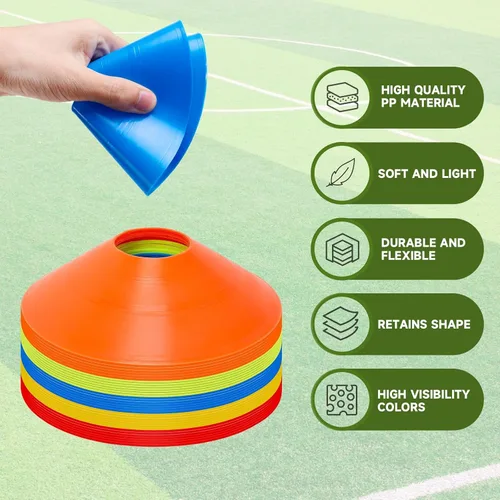 Miniatura 3 de 35/65/105 piezas de conos de fútbol de agilidad para entrenamiento, conos deportivos reutilizables para ejercicios con bolsa de malla, conos