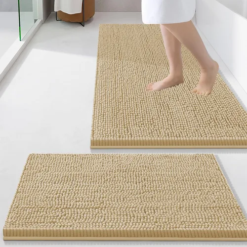 Miniatura 96 de Smiry Juego de 2 alfombras de baño, felpilla suave y absorbente, lavable a máquina, antideslizantes, para bañera, ducha y suelo