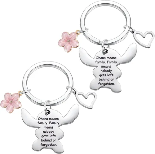 Ralukiia - Collar con la frase Ohana mean family llavero con forma de Stitch regalos de joyería para niños y niñas
