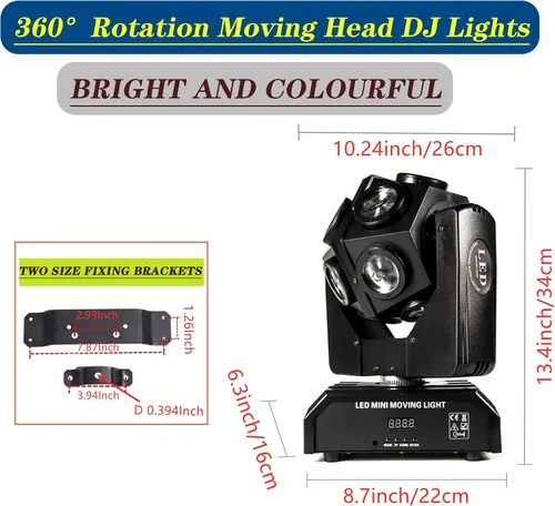 Miniatura 6 de Luz de Escenario de Cabeza Móvil RGBW 12LED Luces de Haz Giratorio Luces de Iluminación Ascendente de Escenario para Eventos Activada por Sonido