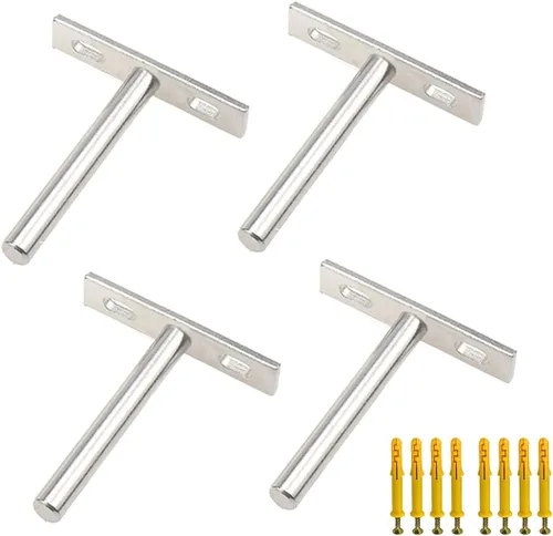 Miniatura 9 de Soportes flotantes para estantes de 3 pulgadas, resistentes y ocultos, color negro, soporte invisible para estantes de madera flotantes, 4