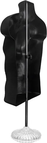 Miniatura 3 de Juego de maniquí negro con espalda hueca masculina y femenina con soportes con poste de metal, tamaños S-M