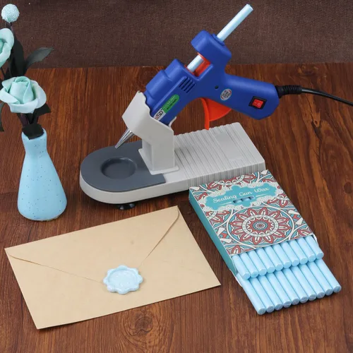 Miniatura 2 de 20 barras de cera de sellado de color azul claro, 20 varillas de cera de alta calidad de 0.276 in, solo aptas para pistola de pegamento de 0.28