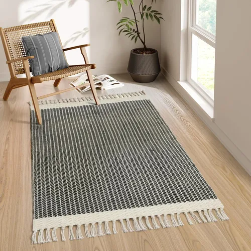 Miniatura 22 de Lahome Alfombras de baño bohemias, alfombra pequeña de 2 x 3 pies, alfombra ligera para entrada, alfombra de algodón tejida con borlas, alfombra